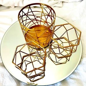 Gold geometric candle holder decor